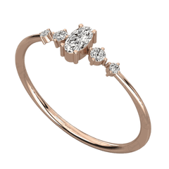 Anello Moissanite ovale da 0,50 TCW con 5 pietre per donna