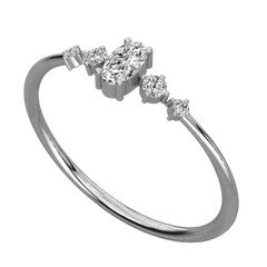 Anello Moissanite ovale da 0,50 TCW con 5 pietre per donna