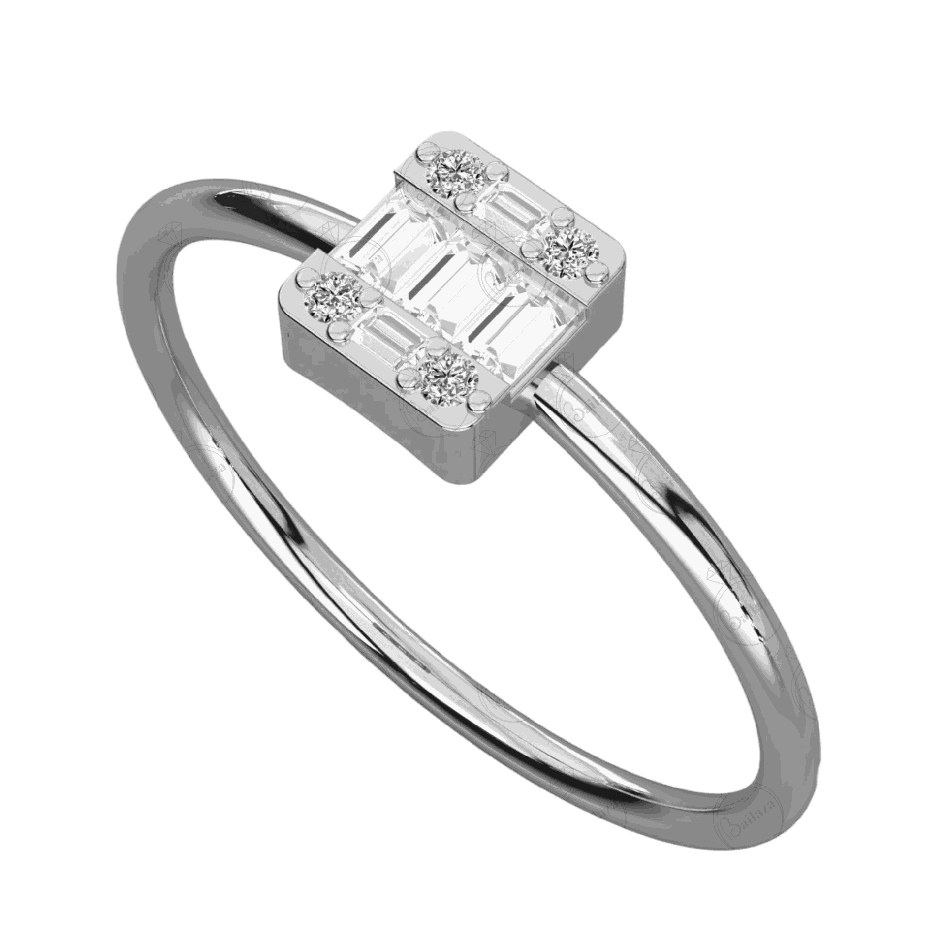 Top View 0.40 CT Baguette Cut Unique Moissanite Ring for Women, Baguette Cut Ring, diamond Ring, Moissanite Ring...