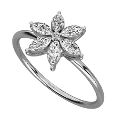 0.40 TCW Marquise Cut Halo Moissanite Ring for Women