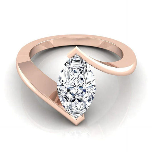 Anello da donna con moissanite solitario taglio marquise da 2,50 CTW