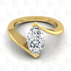 Anello da donna con moissanite solitario taglio marquise da 2,50 CTW