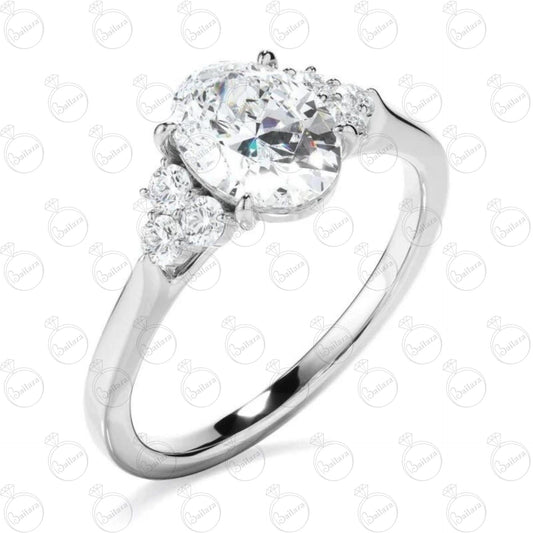 Anello Moissanite TCW taglio ovale 7 pietre da donna 2.20