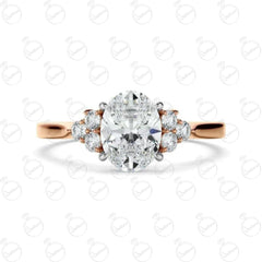 Anello Moissanite TCW taglio ovale 7 pietre da donna 2.20