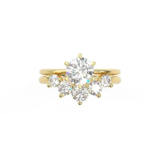 1.00 TCW Round Cut Bridal Set Moissanite Ring for Women