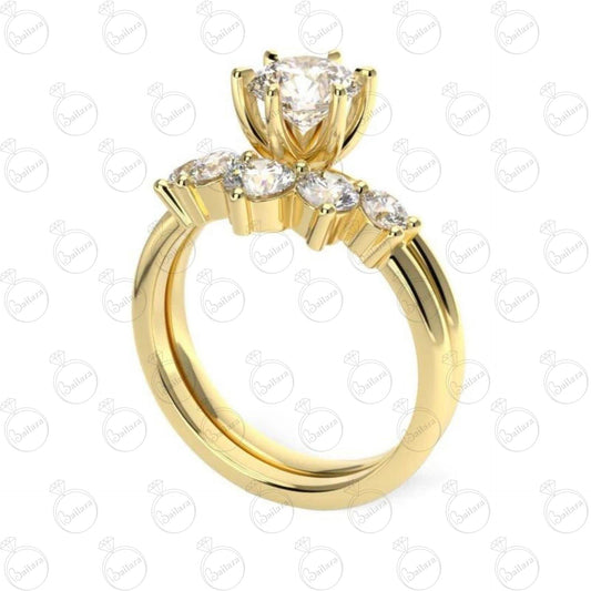 Anello da sposa con moissanite taglio rotondo da 1,00 TCW per donna