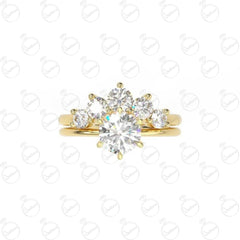 1.00 TCW Round Cut Bridal Set Moissanite Ring for Women