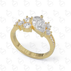 0.90 TCW Pear Cut Unique Moissanite Ring for Women