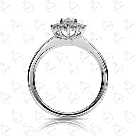 Anello Moissanite Halo taglio ovale TCW da donna 1,20