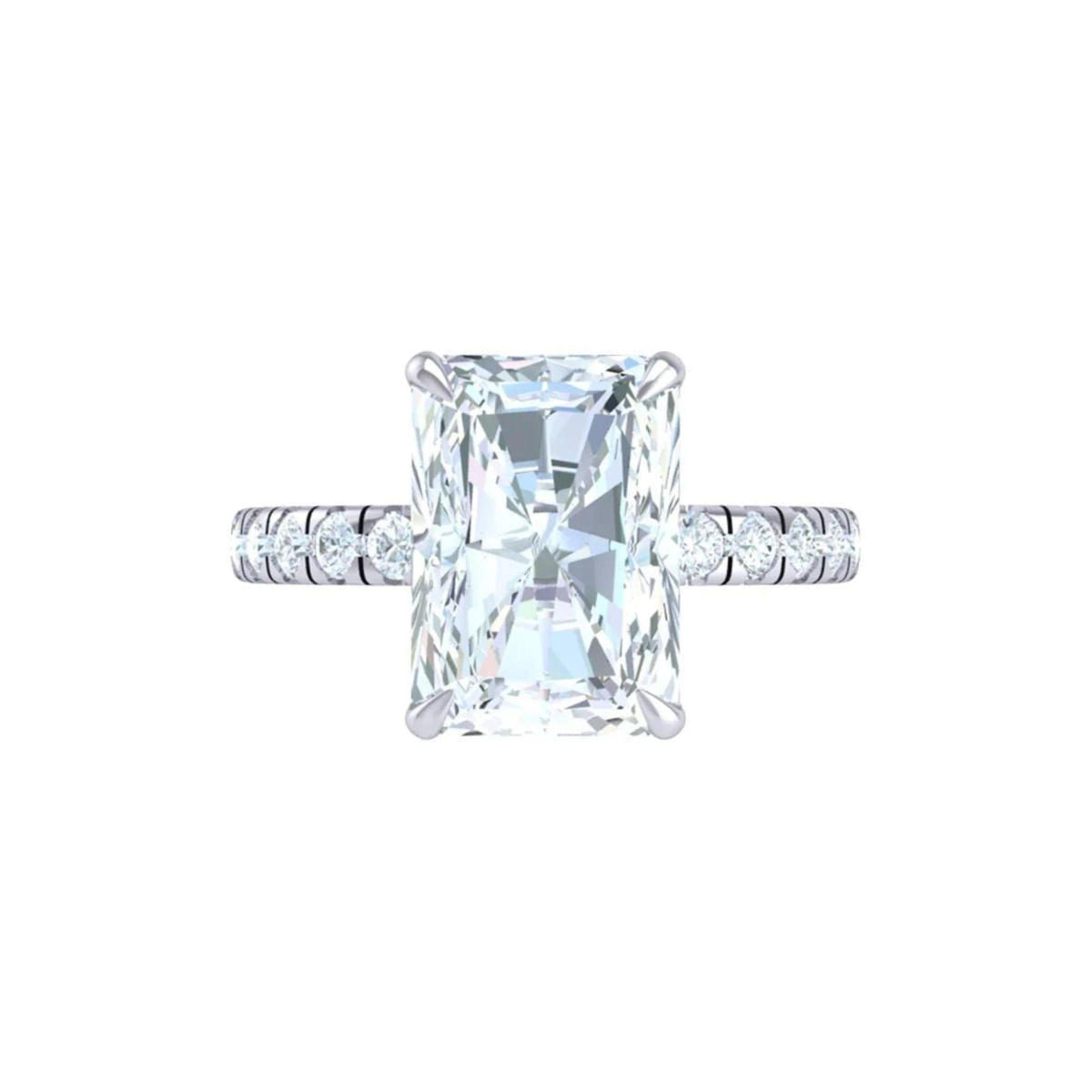 1.60 TCW Radiant Cut Hidden Halo Moissanite Ring for Women