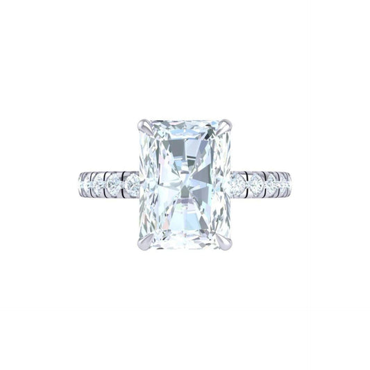 1.60 TCW Radiant Cut Hidden Halo Moissanite Ring for Women