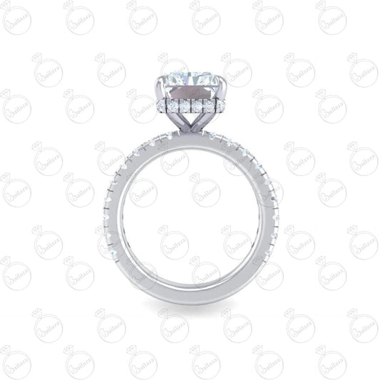 Anello Moissanite con alone nascosto taglio radiante da 1,60 TCW per donna