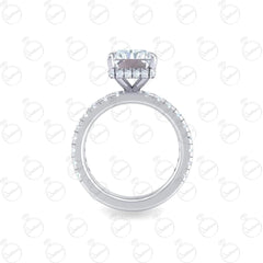 Anello Moissanite con alone nascosto taglio radiante da 1,60 TCW per donna