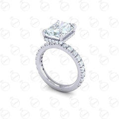 Anello Moissanite con alone nascosto taglio radiante da 1,60 TCW per donna