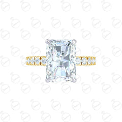 Anello Moissanite con alone nascosto taglio radiante da 1,60 TCW per donna