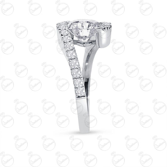 Anello Moissanite unico taglio rotondo TCW da donna 1,25