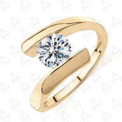 Anello solitario Moissanite taglio rotondo TCW 1.25 per donna