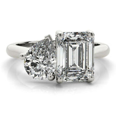 2.70 TCW Emerald Cut Toi Et Moi Moissanite Ring for Women