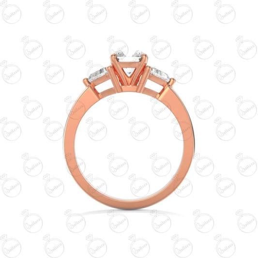 Anello da donna con moissanite a 3 pietre taglio rotondo TCW da 1,30