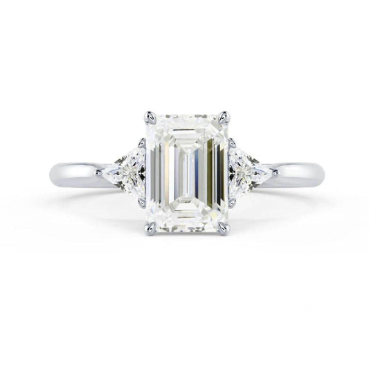 1.00 TCW Emerald Cut 3 Stone Moissanite Ring for Women