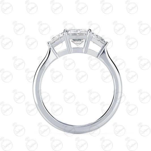 Anello Moissanite 3 Pietre Taglio Smeraldo TCW da Donna