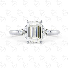 Anello Moissanite 3 Pietre Taglio Smeraldo TCW da Donna