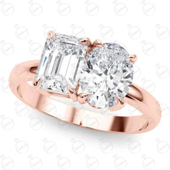 2.20 TCW Oval Cut Toi Et Moi Moissanite Ring for Women