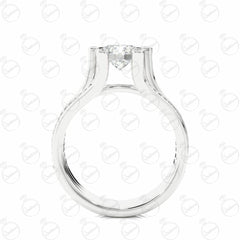 Anello da donna con moissanite a gambo diviso e taglio brillante rotondo