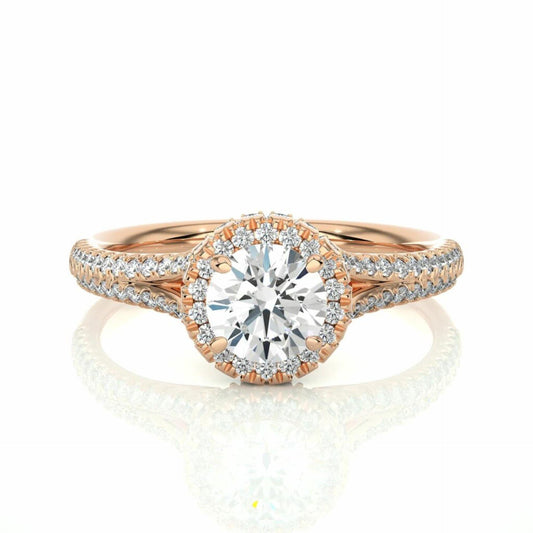 Round Brilliant Cut Split Shank Moissanite Ring for Women