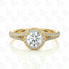 Round Brilliant Cut Split Shank Moissanite Ring for Women