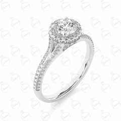 Round Brilliant Cut Split Shank Moissanite Ring for Women