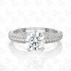 Round Brilliant Cut Solitaire With Accents Moissanite Ring for Women