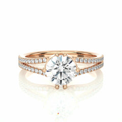 Round Brilliant Cut Split Shank Moissanite Ring for Women