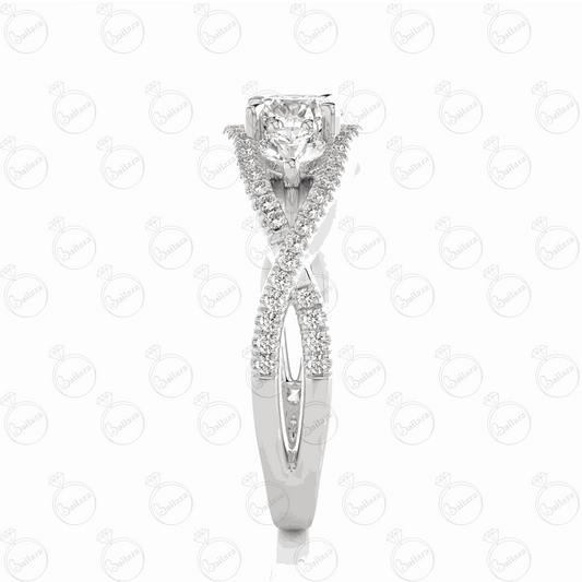 Round Brilliant Cut Twisted Moissanite Ring for Women