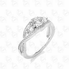 Anello Moissanite con taglio brillante rotondo intrecciato per donna