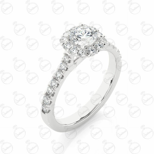 Round Brilliant Cut Halo Moissanite Ring for Women