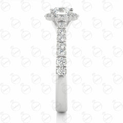 Anello Moissanite Halo Taglio Brillante Rotondo per Donna