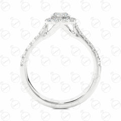 Anello Moissanite Halo Taglio Brillante Rotondo per Donna