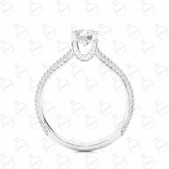 Anello da donna con moissanite a gambo diviso e taglio brillante rotondo