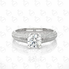 Round Brilliant Cut Split Shank Moissanite Ring for Women