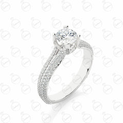 Round Brilliant Cut Split Shank Moissanite Ring for Women