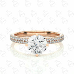 Round Brilliant Cut Solitaire With Accents Moissanite Ring for Women