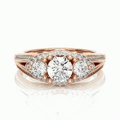 Round Brilliant Cut Split Shank Moissanite Ring for Women