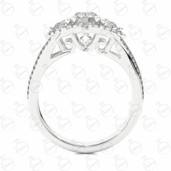 Anello da donna con moissanite a gambo diviso e taglio brillante rotondo