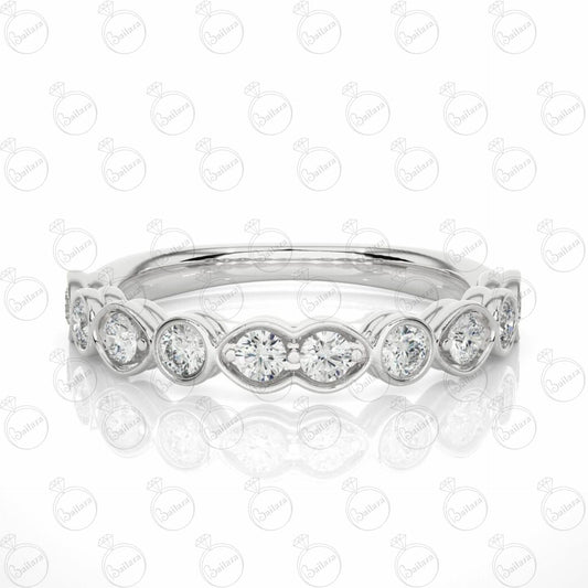 Anello Moissanite Half Eternity taglio brillante rotondo per donna