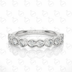 Anello Moissanite Half Eternity taglio brillante rotondo per donna