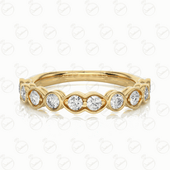 Anello Moissanite Half Eternity taglio brillante rotondo per donna