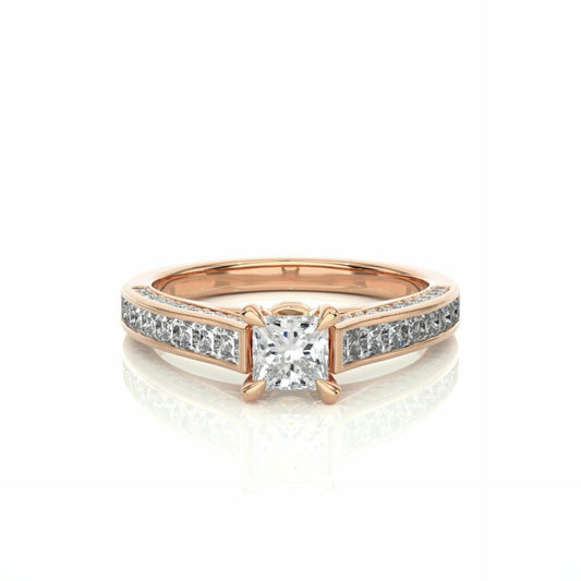 Princess Cut Solitaire With Accents Moissanite Ring for Women