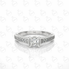 Princess Cut Solitaire With Accents Moissanite Ring for Women