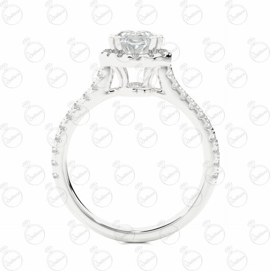 Oval Cut Halo Moissanite Ring for Women